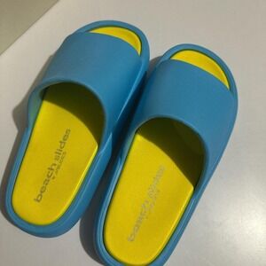 New Blue Yellow Beach Slides By J Slides Size 8